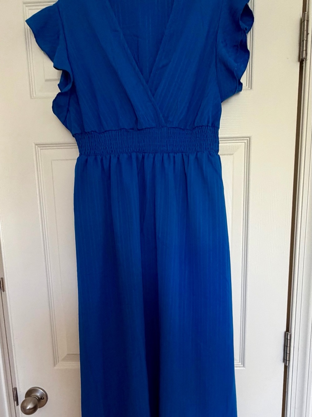 Flutter Sleeve Maxi Dress in Vibrant Blue